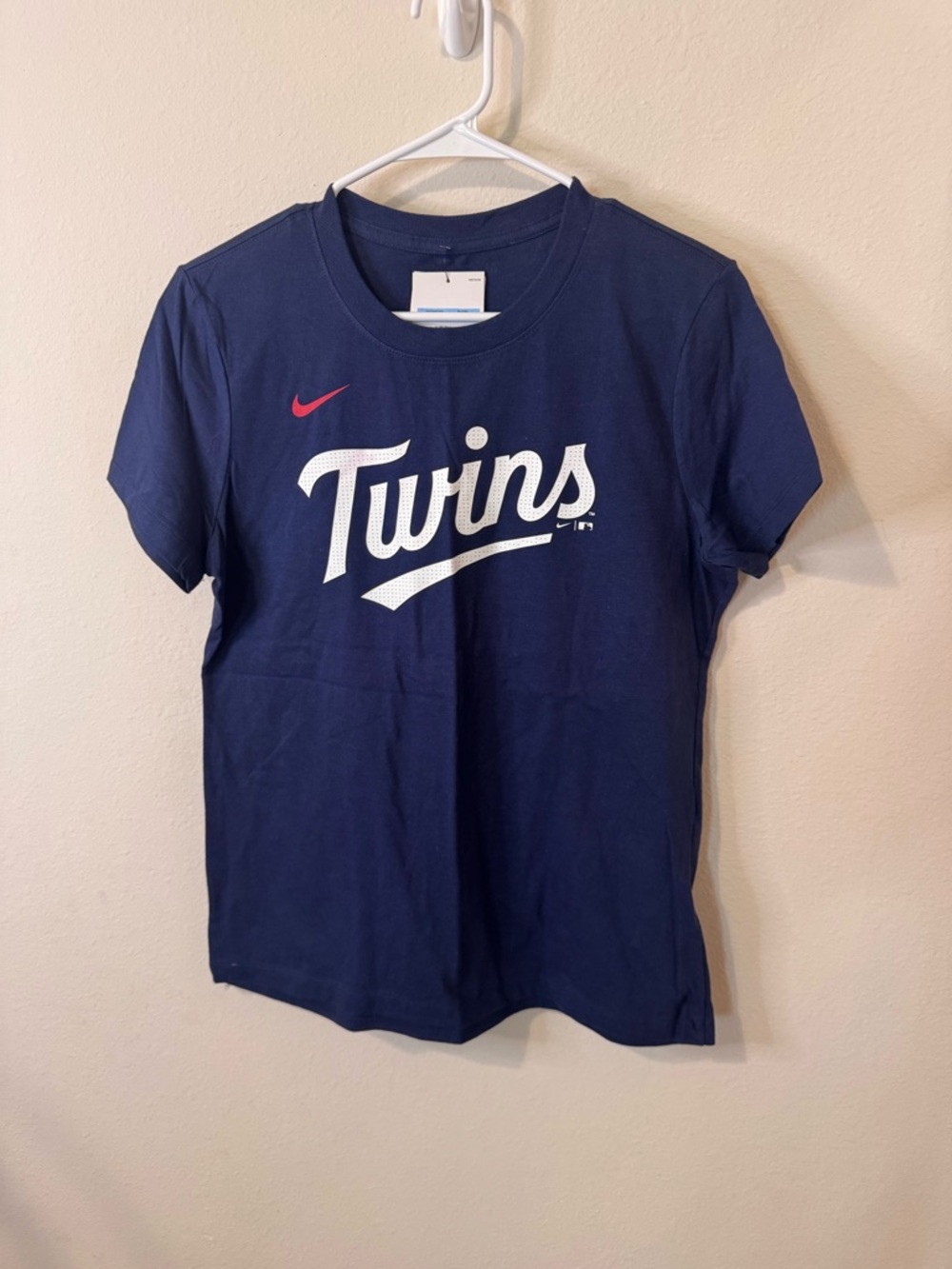 Nike Navy Women’s Twins Graphic Tee with Red Swoosh CORREA #4